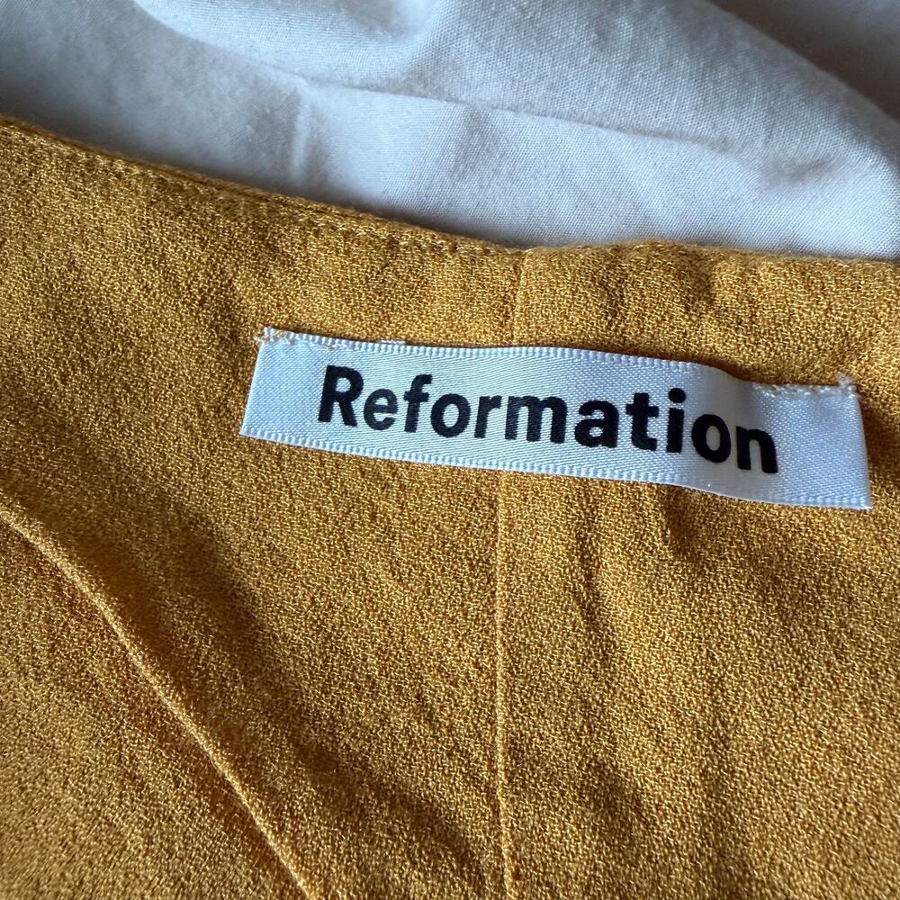 Reformation Open Back Slip Midi Dress Mustard Yellow Size M Halter Neck - Picture 6 of 8